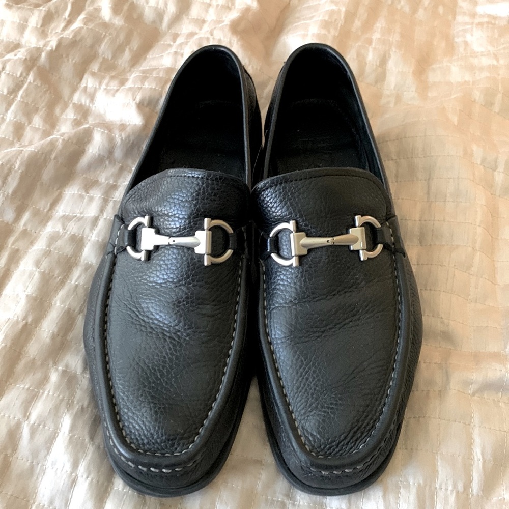 Black Ferragamo leather Slid on size 10 2E